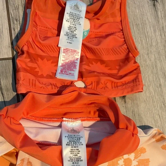 Disney Orange and Peach Moana Kids Swim Bikini - Picture 2 of 3